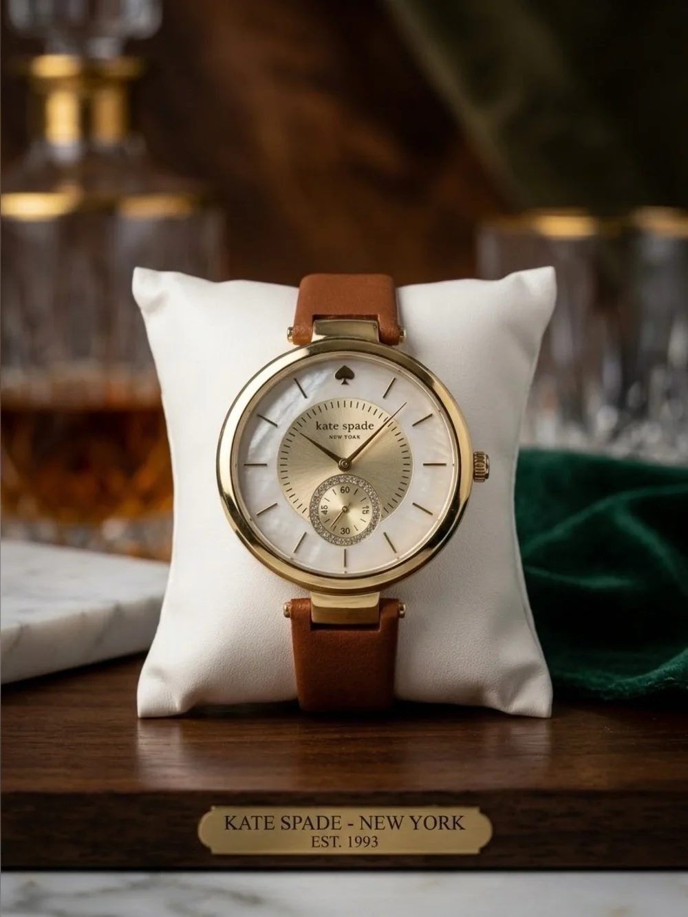 Kate Spade New York 0752 Women's Beige Leather Analog Dial Quartz Watch MP7 1989